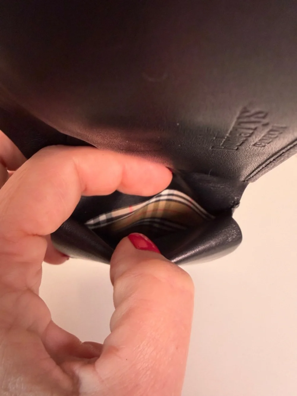 Burberry Black Leather Embossed Equestrian Bi-Fold Wallet